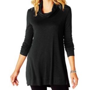 J. Jill Pima Cowl Neck Black Heathered Tunic Top